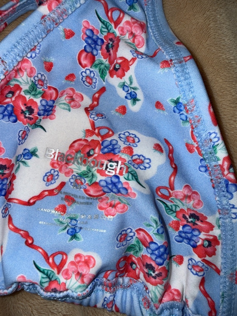 NWT Blackbough Light Blue Floral Ruffle Bikini -M - Picture 3 of 6